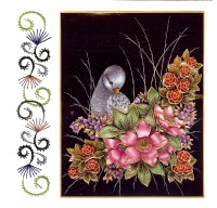 oiseau dans les fleurs et broderie
